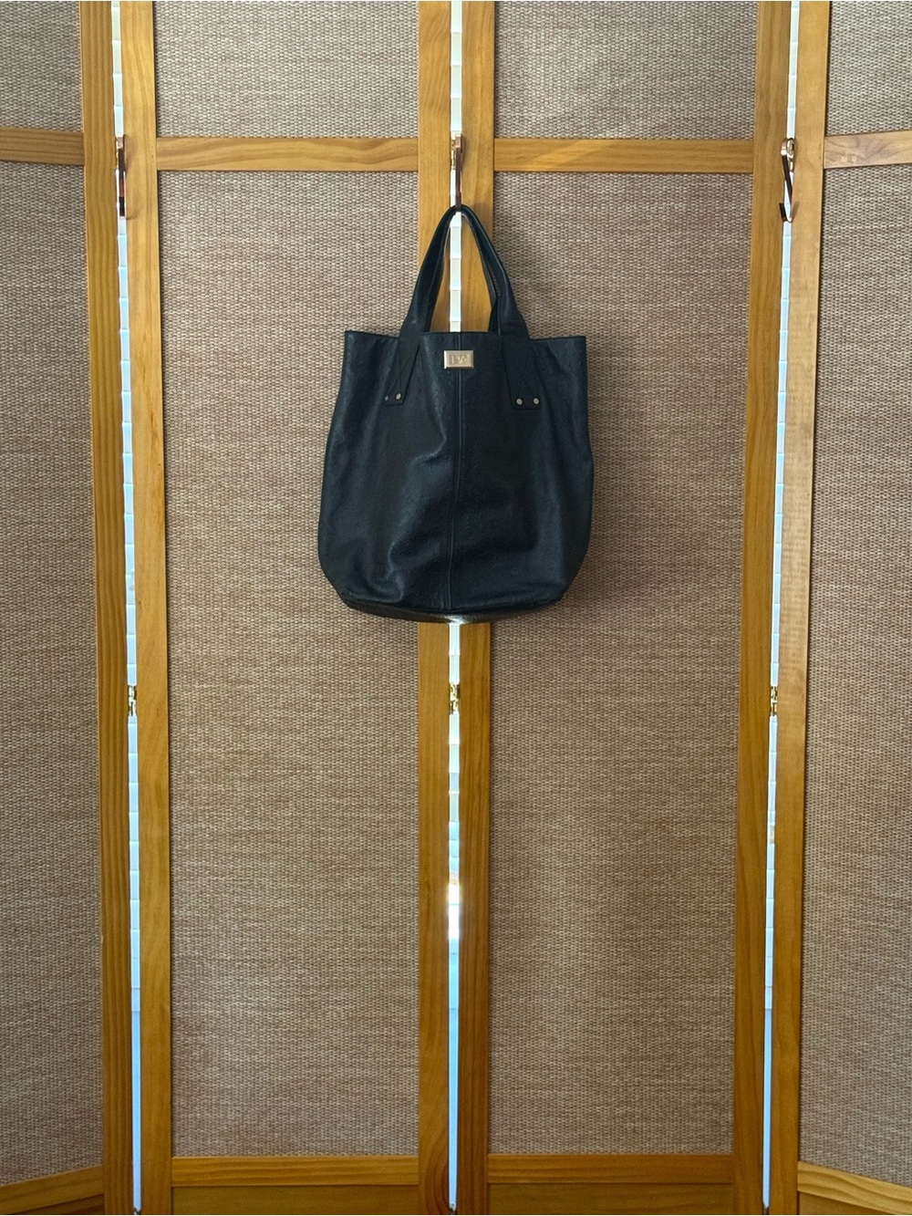 Diane Von Furstenberg Black Ostrich Tote
